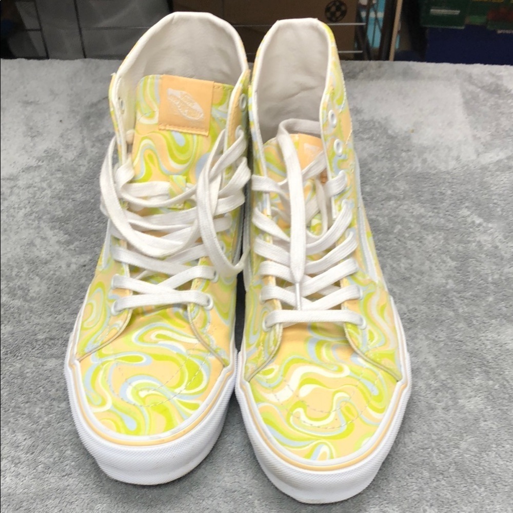 Vans Yellow and Green Swirl Patterned High-Top Sneakers - Picture 5 of 7